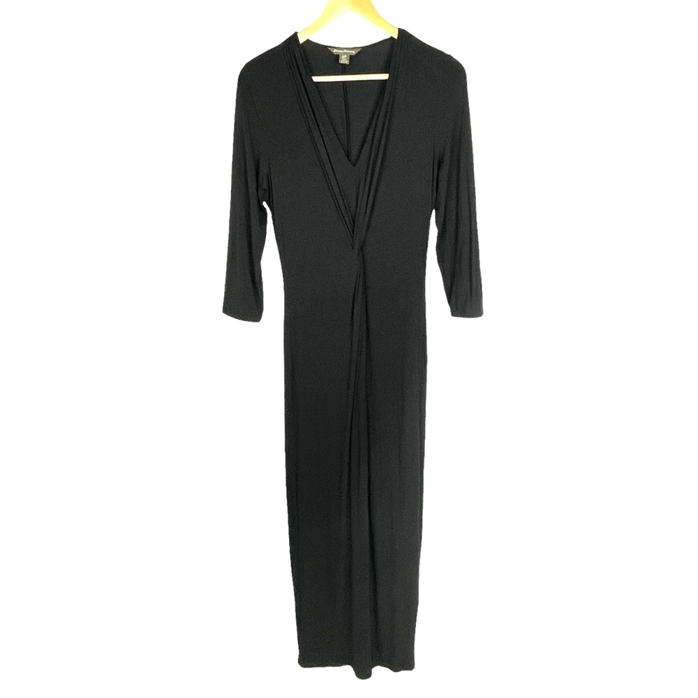 Tommy Bahama Maxi Dress S Black Modal Spandex V-neck Knot Front